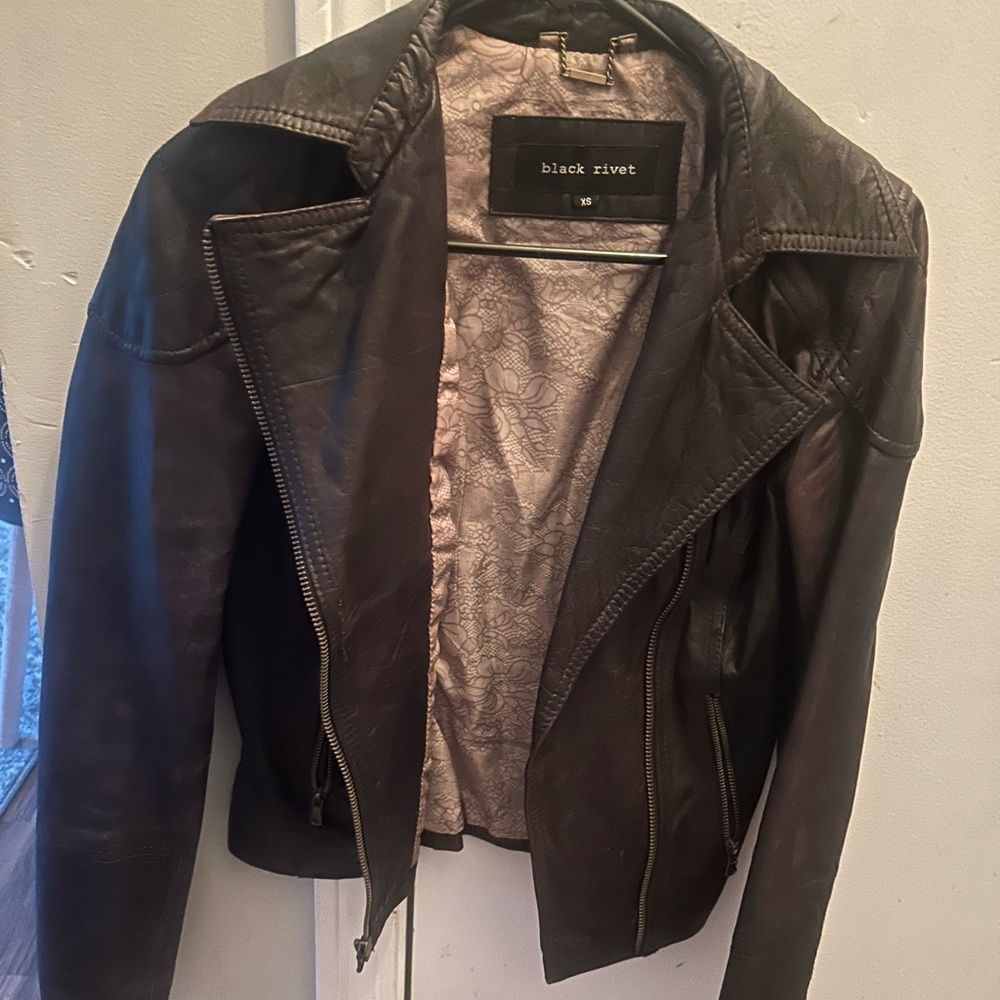 Black rivet leather jacket